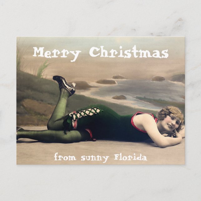 Postal Festiva Funny Swimsuit Navidades de Florida (Anverso)