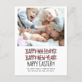 Postal Festiva Funny Two Photo Late New Year Holiday Postcard