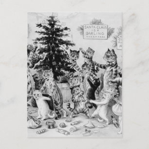 Postal Festiva Funny Vintage Cats Christmas