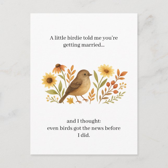 Postal Festiva Funny Wedding Birdie Quote | Sarcastic Marriage  (Anverso)