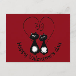 Postal Festiva Funny whimsical cat love couple monogram