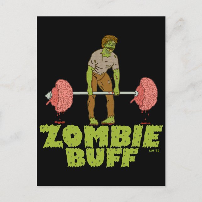 Postal Festiva Funny Zombie Buff Weight Lifter (Anverso)