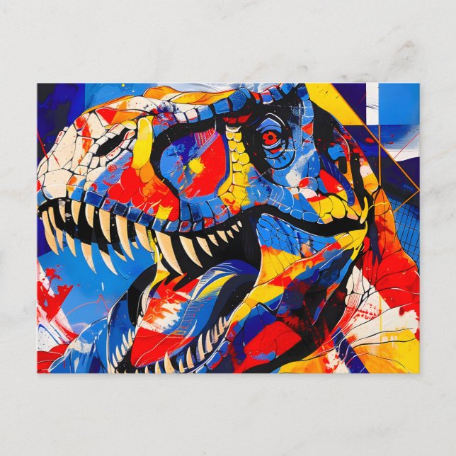 Postal Festiva Fusión de dinosaurios T-rex de Wild Retro (Anverso)
