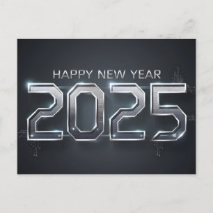 Postal Festiva Futurista Feliz Año Nuevo 2025