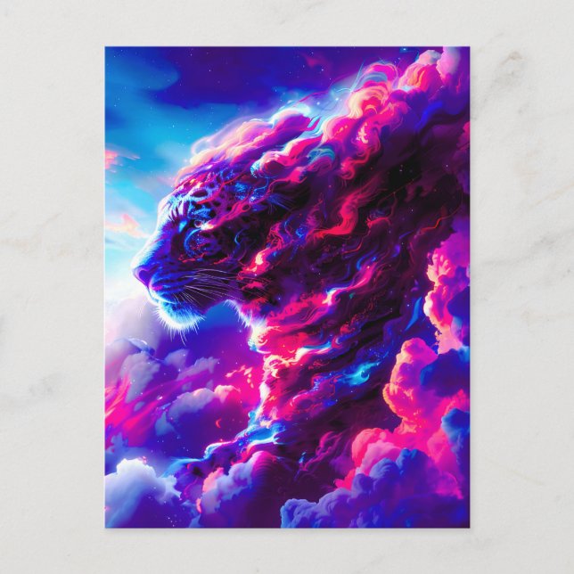 Postal Festiva Futuristic Cosmic Neon Leopard  (Anverso)