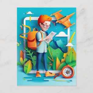 Postal Festiva Futuro Influencer de Viajes Sueño para Niños