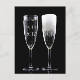 Postal Festiva Gafas de flauta de champán blanco negro de Año Nue
