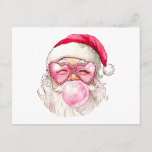 Postal Festiva Gafas de sol rosadas chicle vintage retro Santa Na