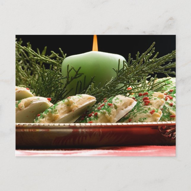Postal Festiva Galletas De Festividad Y Velas (Anverso)