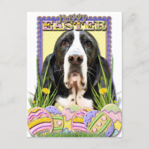 Postal Festiva Galletas del huevo de Pascua - Basset Hound -
