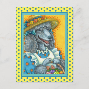 POSTAL FESTIVA GALLETAS PARA PERROS Y CESTA DE HUEVOS DE PASCUA, 