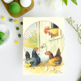 Postal Festiva Gallo Coop Vintage Sueco de Pascua Jenny Nyström