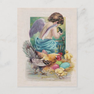 Postal Festiva Gallo del polluelo del huevo de Pascua de la