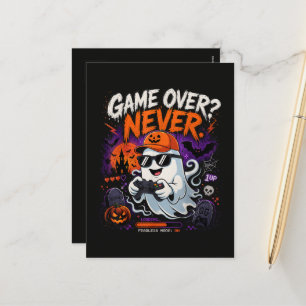Postal Festiva Game Over Nunca Divertido Fantasma de Jugador Hall