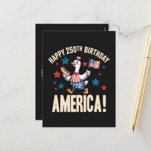 Postal Festiva Ganso Patriótico Tonto Del 250 Aniversario De Amér