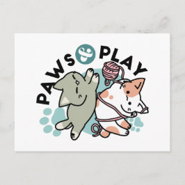 Postal Festiva Garras y Juego – Ilustración de Gato Adorable