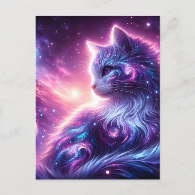 Postal Festiva Gatica Galáctica Mística Celestial (Anverso)