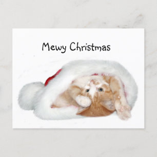 Postal Festiva Gatito de Navidades juguetones