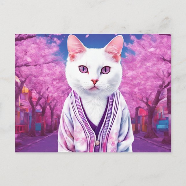 Postal Festiva Gatito de Sakura (Anverso)