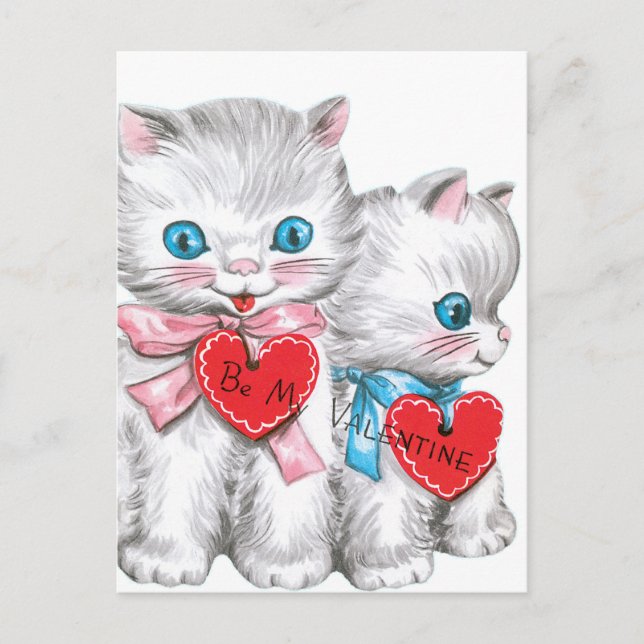 Postal Festiva Gatitos blancos Valentine (Anverso)