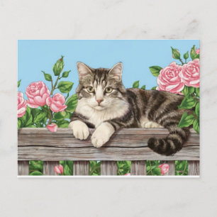 Postal Festiva gatitos de arte lindo gato gatito divertido