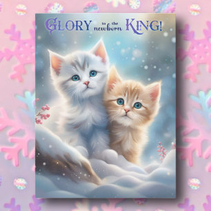 Postal Festiva Gatitos de villancico Navideño Animales adorables 