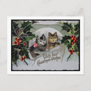 Postal Festiva Gatitos en Navidades de Holly
