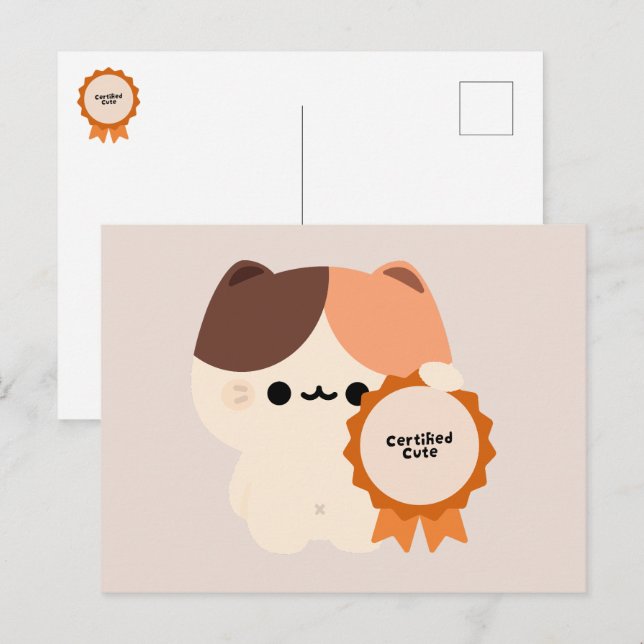 Postal Festiva Gato adorable certificado (Anverso / Reverso)