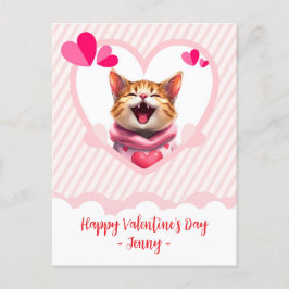 Postal Festiva Gato Adorable de San Valentín perfecto en un marco