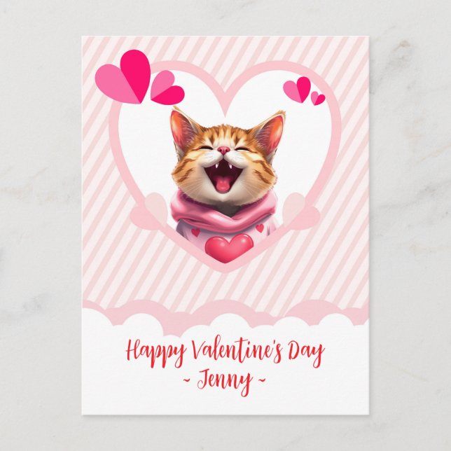 Postal Festiva Gato Adorable de San Valentín perfecto en un marco (Anverso)