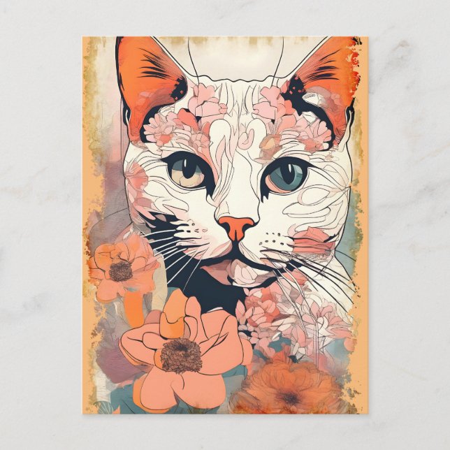 Postal Festiva Gato Artístico (Anverso)