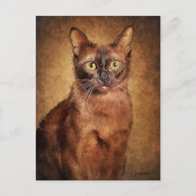Postal Festiva Gato birmano marrón (Anverso)