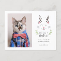 Gato caprichoso de Navidades Meowy con foto de cue