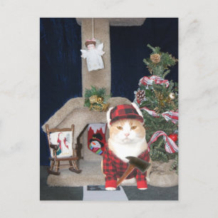 Postal Festiva Gato condo de Navidades graciosos de personalizabl