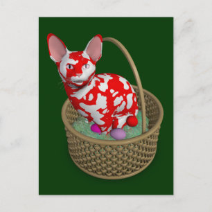Postal Festiva Gato conejo de Pascua