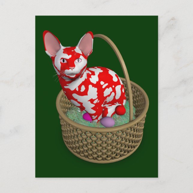 Postal Festiva Gato conejo de Pascua (Anverso)