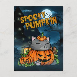 Postal Festiva Gato de calabaza espumoso de Halloween
