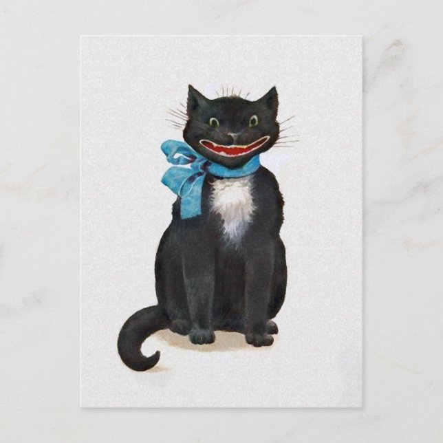 Postal Festiva Gato de Creepsia de Vintage (Anverso)