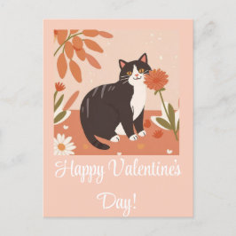 Postal Festiva Gato de gatito lindo felino feliz día de San Valen
