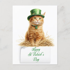 Postal Festiva Gato de Naranja irlandés en el Día de San Patrick