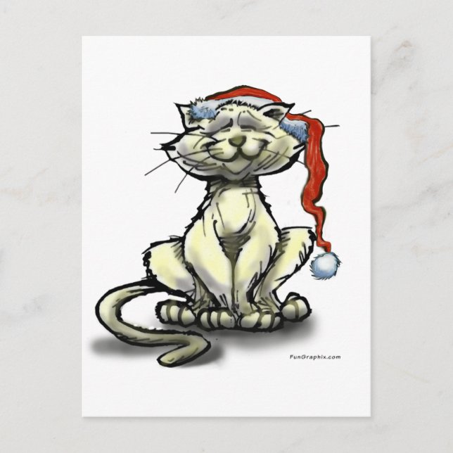 Postal Festiva Gato de navidades (Anverso)