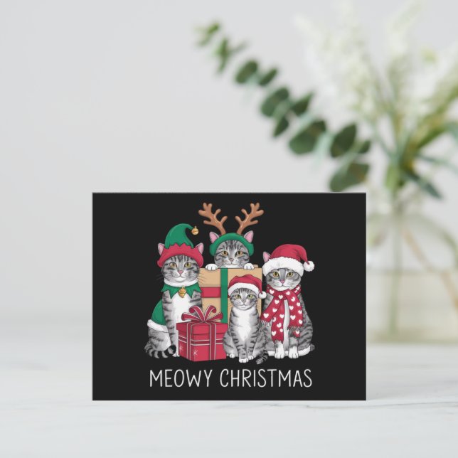 Postal Festiva Gato de Navidades Meowy Xmas Graciosos Gatos Amant (Anverso de pie)