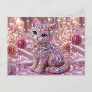 Postal Festiva Gato de Noche de Terciopelo Estético Impreso