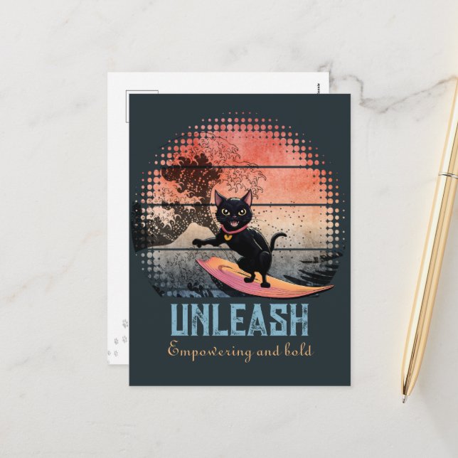 Postal Festiva Gato de ondulación al atardecer (Anverso/Reverso In Situ)