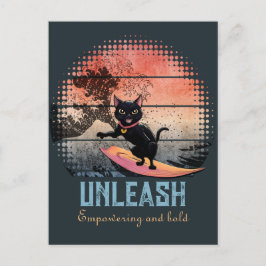 Postal Festiva Gato de ondulación al atardecer