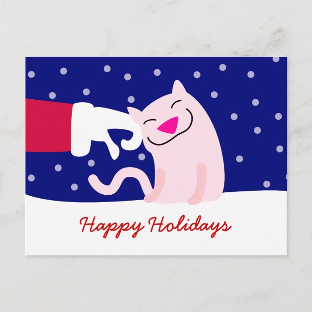 Postal Festiva Gato de Santa Petting (Anverso)