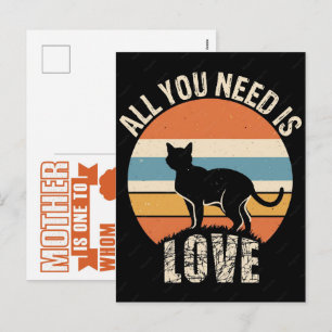 Postal Festiva Gato divertido, mamá de gato, regalo de gato para 