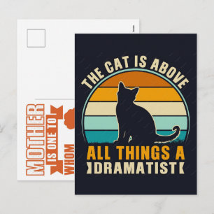 Postal Festiva Gato divertido, mamá de gato, regalo de gato para 
