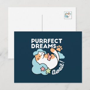 Postal Festiva Gato Dormilón Abrazando Estrella – Sueños Perfecto
