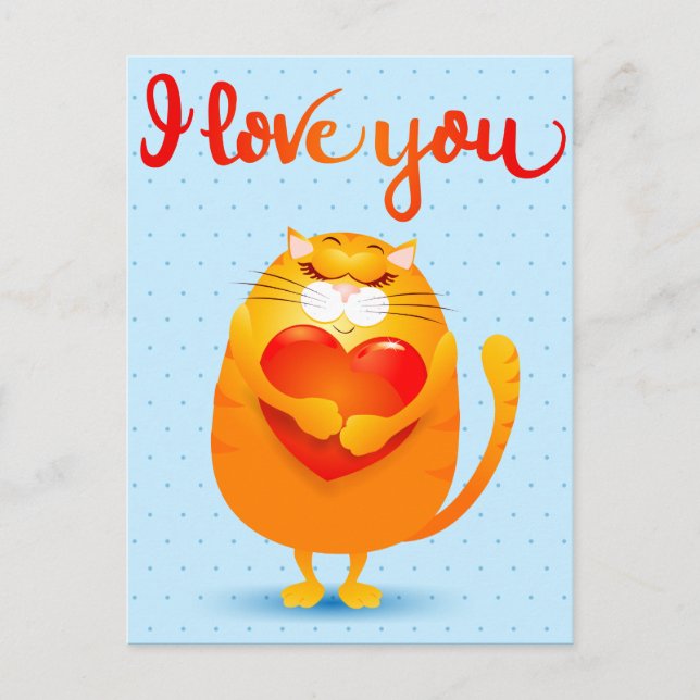 Postal Festiva Gato enamorado (Anverso)